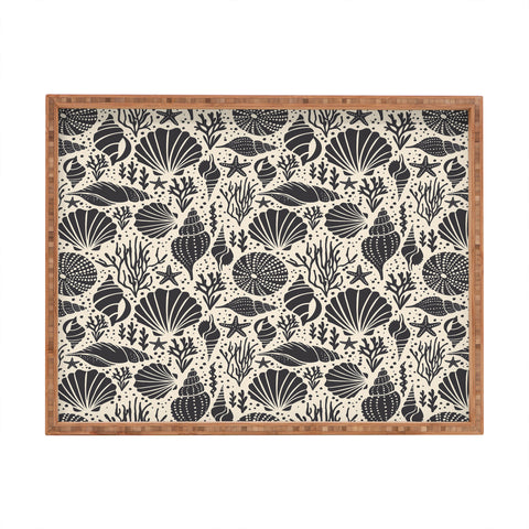 Heather Dutton Washed Ashore Ivory Charcoal Rectangular Tray