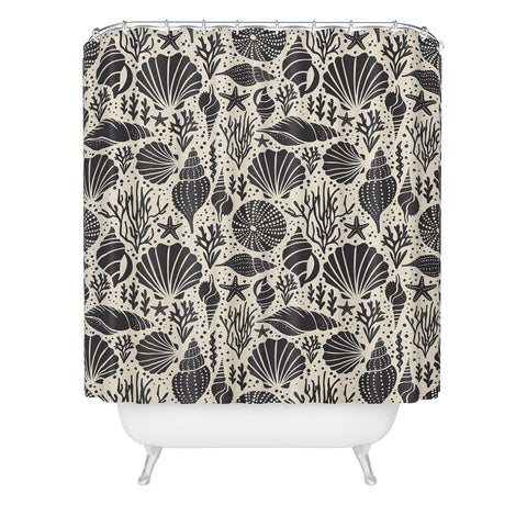 Heather Dutton Washed Ashore Ivory Charcoal Shower Curtain
