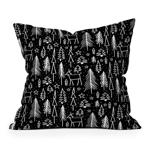 Heather Dutton Winter Wonderland Black Outdoor Throw Pillow