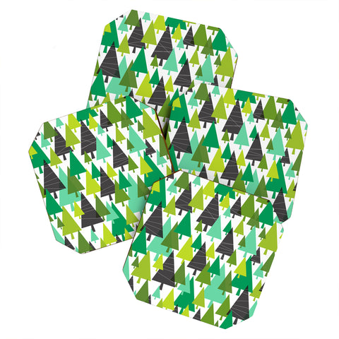 Heather Dutton Winter Woods Green Coaster Set