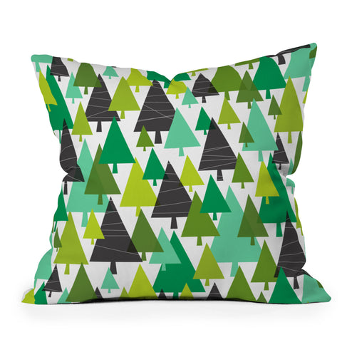 Heather Dutton Winter Woods Green Outdoor Throw Pillow