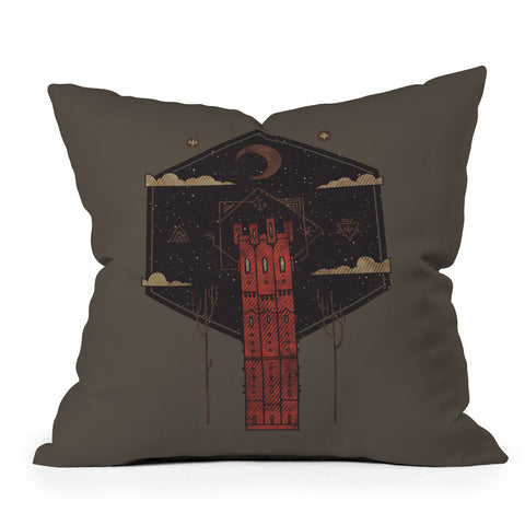 Hector Mansilla The Crimson Tower Outdoor Throw Pillow