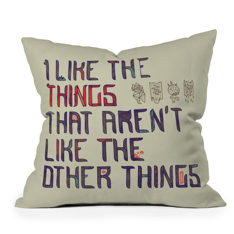 Hector Mansilla The Things I Like Outdoor Throw Pillow