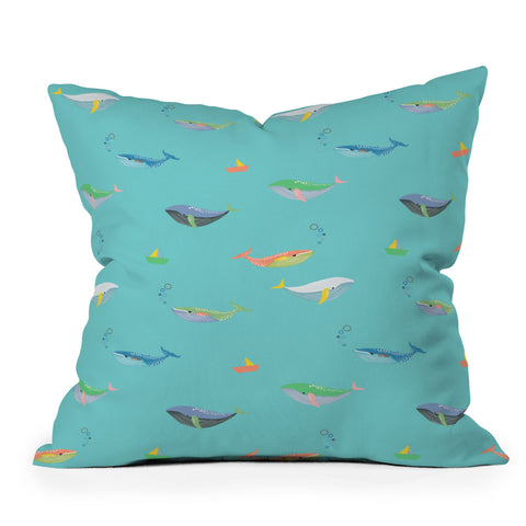 Hello Sayang A Whale of A Time Outdoor Throw Pillow
