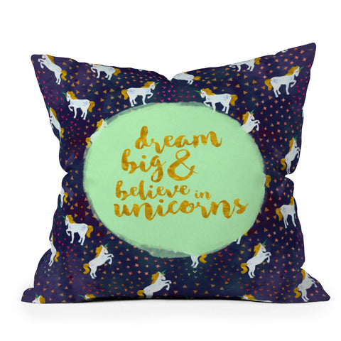 Hello Sayang Believe in Unicorns Outdoor Throw Pillow