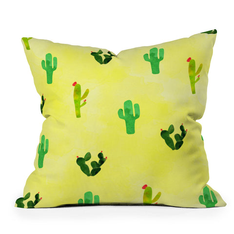 Hello Sayang Cactus Madnessa Outdoor Throw Pillow