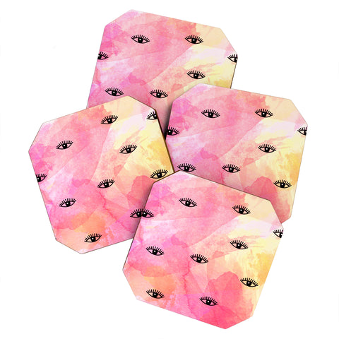 Hello Sayang Eye Blush Pink Coaster Set