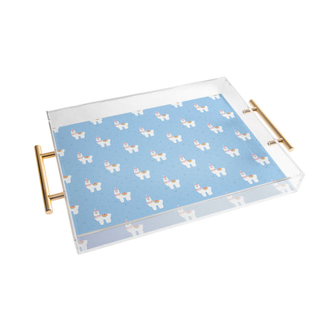 Hello Sayang Fa La La La Llama Blue Acrylic Tray