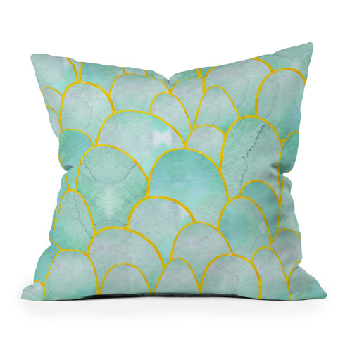 Hello Sayang Fish Scales Outdoor Throw Pillow