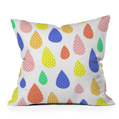 Hello Sayang Happy Raindrops Outdoor Throw Pillow