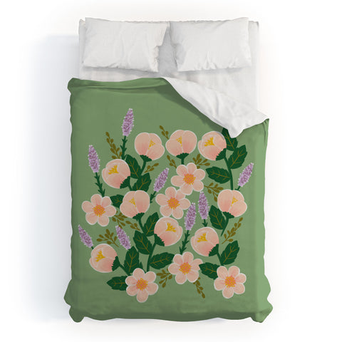 Hello Sayang Lovely Roses Green Duvet Cover