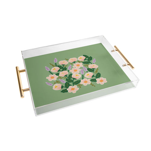 Hello Sayang Lovely Roses Green Acrylic Tray