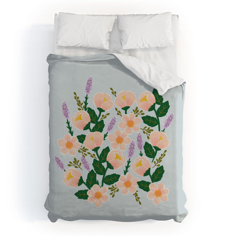 Hello Sayang Lovely Roses Grey Duvet Cover