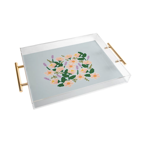 Hello Sayang Lovely Roses Grey Acrylic Tray