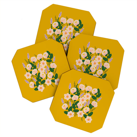 Hello Sayang Lovely Roses Yellow Coaster Set
