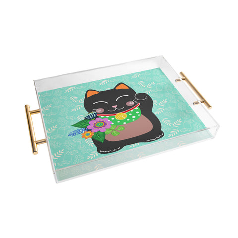 Hello Sayang Lucky Black Cat Acrylic Tray