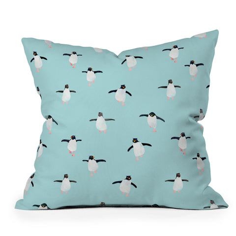 Hello Sayang Penguin Parade Outdoor Throw Pillow