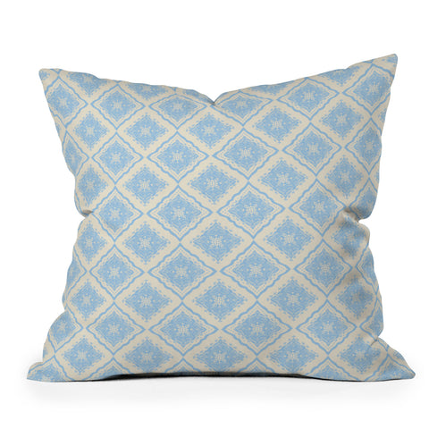 Hello Sayang Snow Flakes Icy Blue Outdoor Throw Pillow