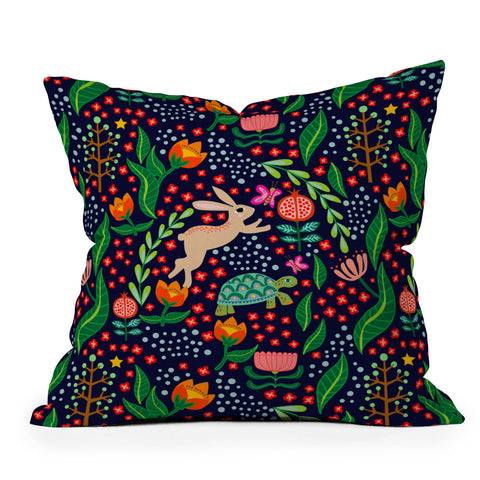 Hello Sayang The Tortoise and The Hare Night Outdoor Throw Pillow