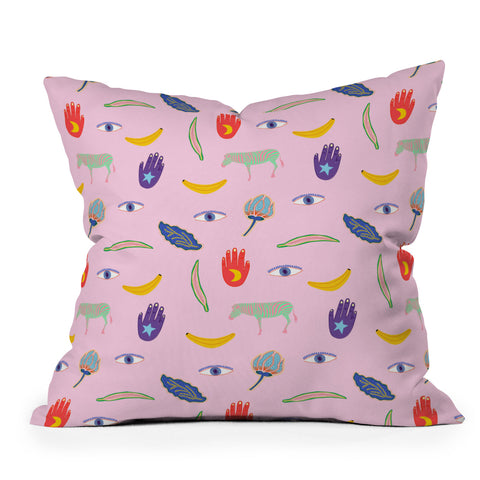 Hello Sayang WOW Pink Outdoor Throw Pillow
