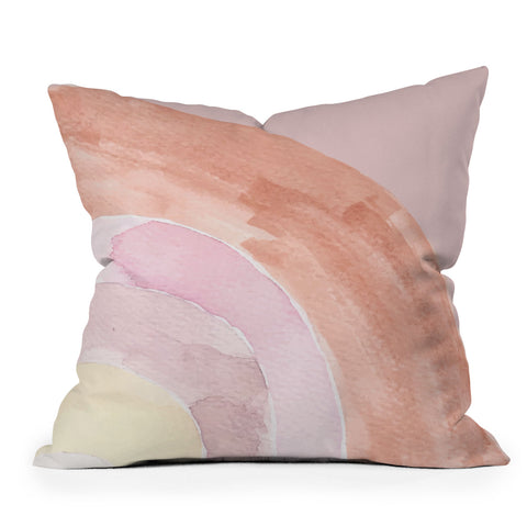 Hello Twiggs Abstract Watercolor Rainbow Outdoor Throw Pillow