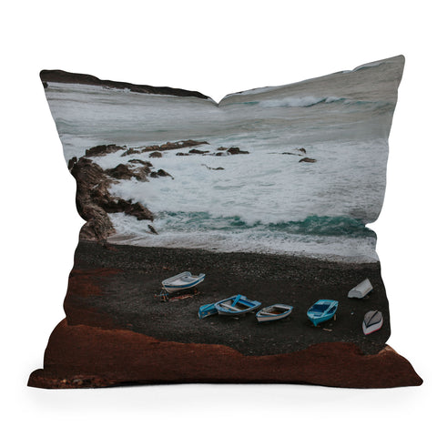 Hello Twiggs Black Sand Boats Outdoor Throw Pillow