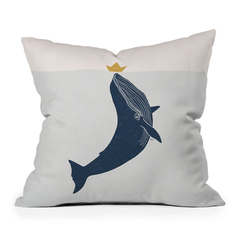 Hello Twiggs Blue Whale Outdoor Throw Pillow