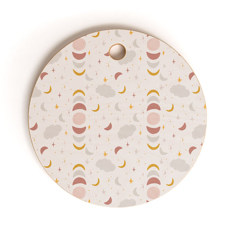 Hello Twiggs Boho Moon Phases Cutting Board Round