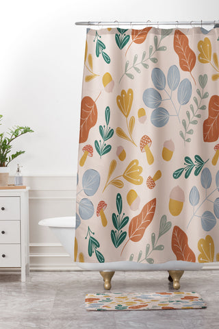 Hello Twiggs Colourful Fall Shower Curtain And Mat