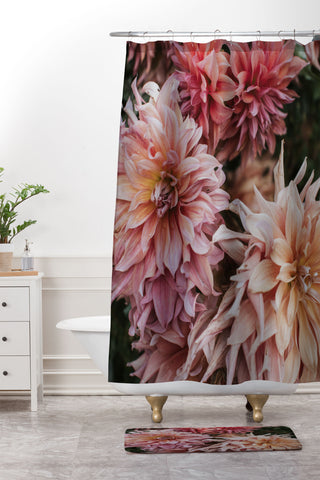 Hello Twiggs Dahlias Shower Curtain And Mat