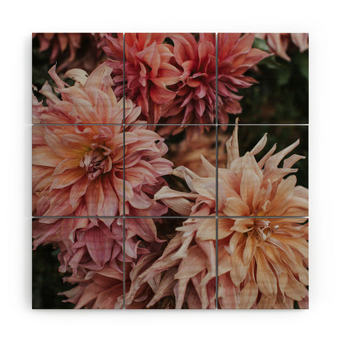 Hello Twiggs Dahlias Wood Wall Mural