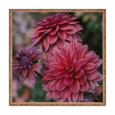 Hello Twiggs Dark Pink Dahlias Square Tray