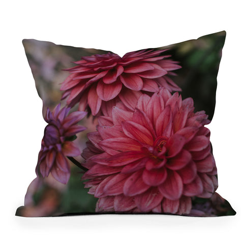 Hello Twiggs Dark Pink Dahlias Throw Pillow