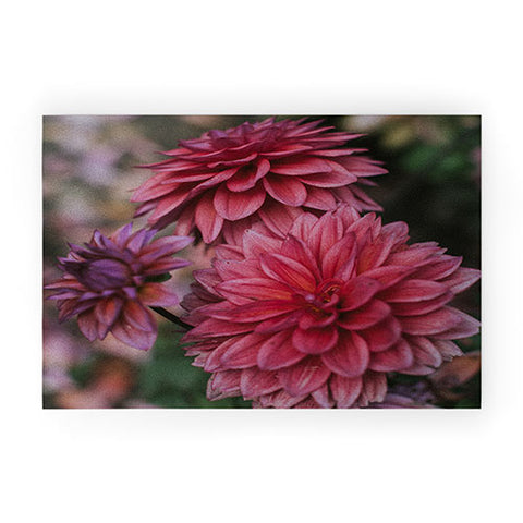 Hello Twiggs Dark Pink Dahlias Welcome Mat