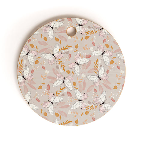 Hello Twiggs Floral Butterfly Cutting Board Round