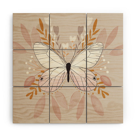 Hello Twiggs Floral Butterfly Wood Wall Mural