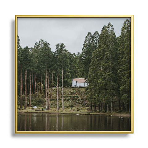 Hello Twiggs Lake House Square Metal Framed Art Print