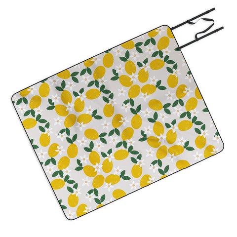 Hello Twiggs Lemons and Flowers Picnic Blanket