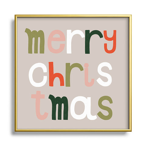 Hello Twiggs Merry Merry Christmas Square Metal Framed Art Print