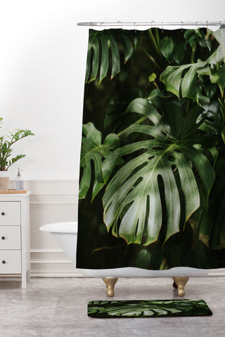 Hello Twiggs Monstera Leaves Shower Curtain And Mat