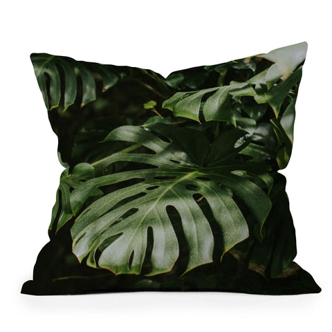 Hello Twiggs Monstera Leaves Outdoor Throw Pillow