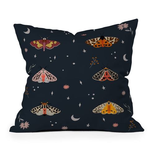 Hello Twiggs Nocturnal Moths Outdoor Throw Pillow