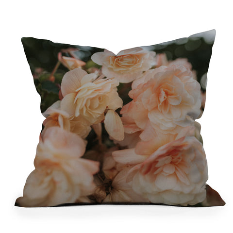 Hello Twiggs Peach Soft Flowers Outdoor Throw Pillow