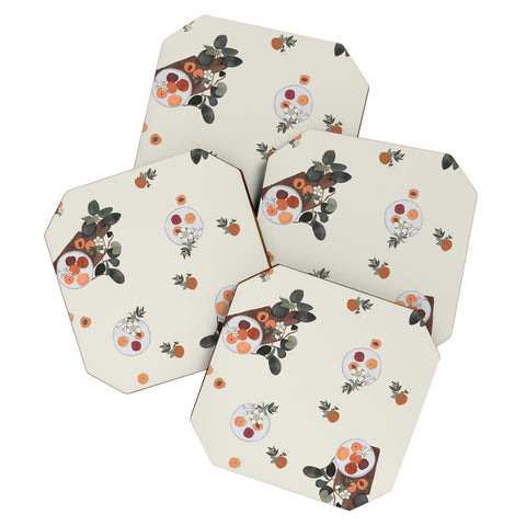 Hello Twiggs Peaches and Flowers Coaster Set