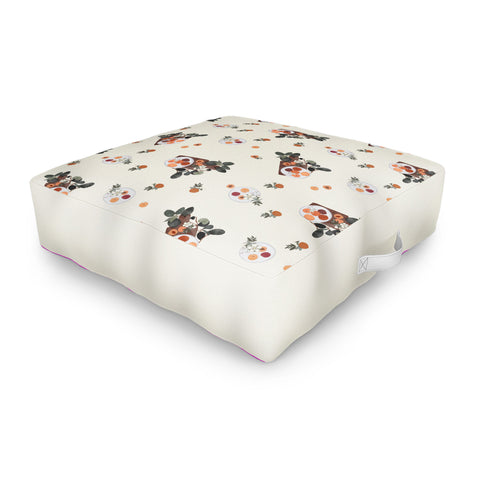 Hello Twiggs Peaches and Flowers Outdoor Floor Cushion