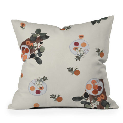 Hello Twiggs Peaches and Flowers Throw Pillow