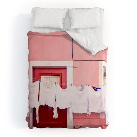 Hello Twiggs Pink House in Lisbon Duvet Cover