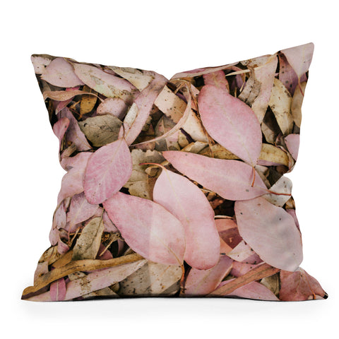 Hello Twiggs Pink Leaves Outdoor Throw Pillow
