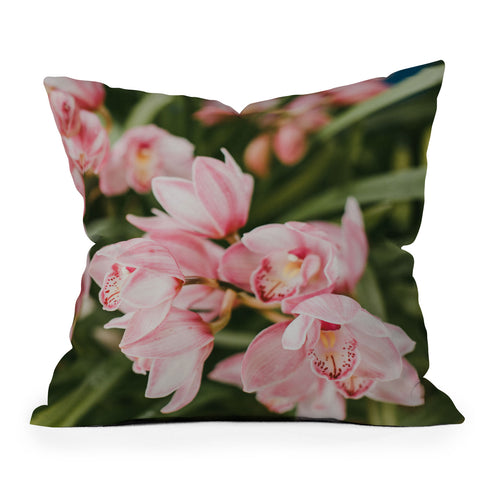 Hello Twiggs Pink Orchids Outdoor Throw Pillow