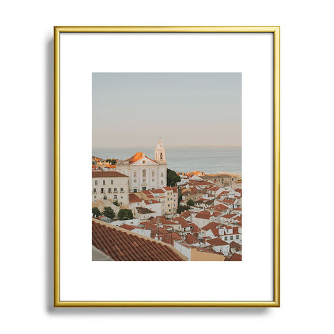 Hello Twiggs Pink Sunset in Lisbon Metal Framed Art Print